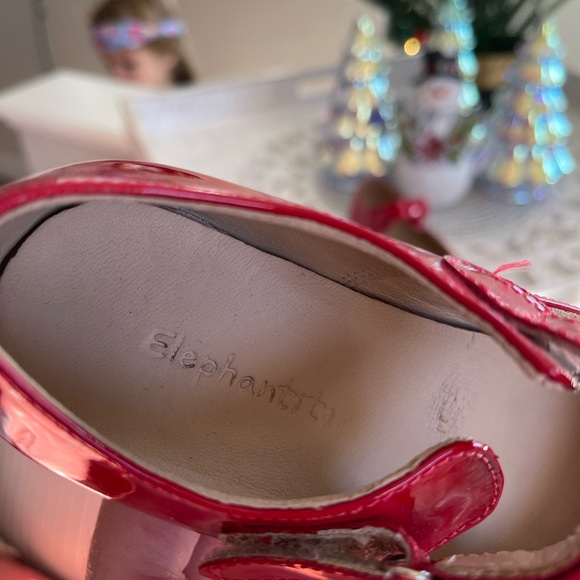 ELAPHANTITO Red Leather Bow Flats - Picture 4 of 7